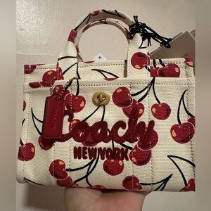 NWT Coach Cargo Tote Bag 20 With Cherry Print